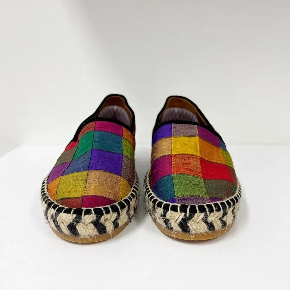 Kron by Kronkron Checkered Multicolored Espadrilles 38 7.5‎ Anthropologie